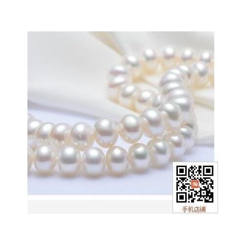 Real natural big 8-9mm litzi natural freshwater pearl necklace round very strong near her mother Girls Wedding-Jewelry collares