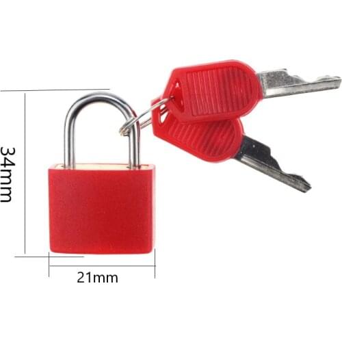 5PCS 34x21mm Small Mini Strong Steel Padlock Travel Suitcase Diary Lock With 2 Keys Colored plastic case padlock Decoration
