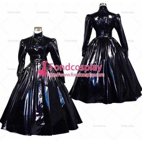 Sissy maid Gothic lolita punk black PVC dress cosplay costume Tailor-made[G268]