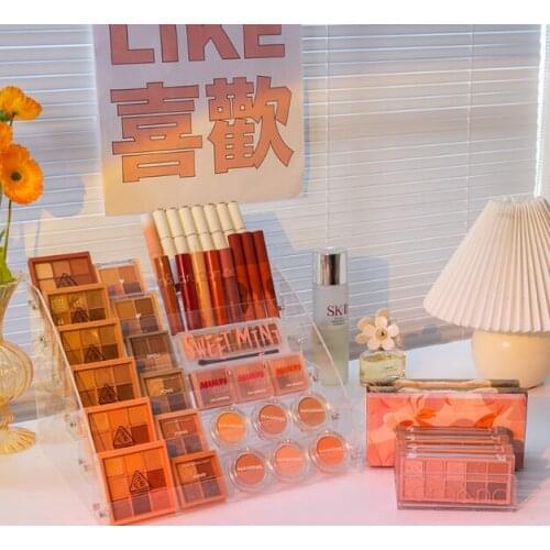 Eye shadow tray storage box ladder design cosmetics lipstick nail polish dressing table jewelry integrated shelf J05