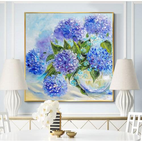 Hand Painted Modern Abstract Canvas Painting Thick Knife Flower Oil Panitng Handmade Square Large Size Wall Art Painting Decor
