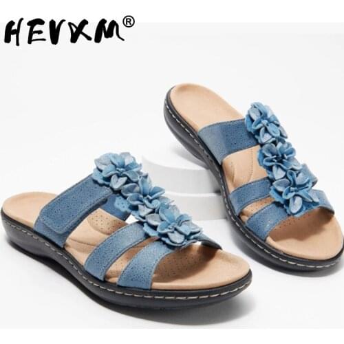 Summer Women Slippers Casual Platform Shoes Solid Color Open Toe Lady Flowers Slip-On Slides Sandals Women 2021 Chaussure Femme