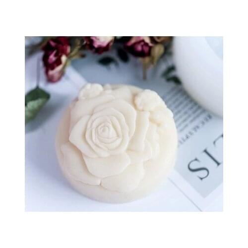 Silicone Mold 2D Single Rose Pattern Handmade Soap Mold DIY Gift DIY Round Flowers Silicone Mold Clay Resin Aroma Stone Moulds