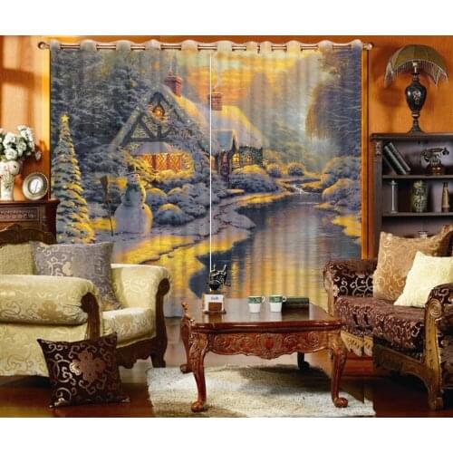 Snow Curtains Decoration European 3D Curtains For Living room Blackout Roaantic Wedding room Bedroom