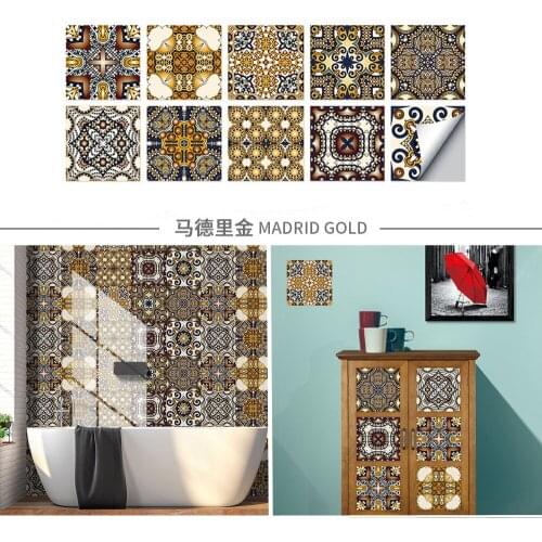 Retro Matte Tile Stickers Peel and Stick Waterproof Wallpaper Kitchen Bathroom PVC Wall Sticker Mural Living Room Desk Decor
