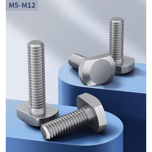 T Bolts M5 M6 M8 M10 M12 T Screw Square Head Screws 304 Stanless Steel GB37 Hammer Head Bolts For T-Slot