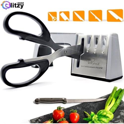 Knife Sharpener 4 Stage Professional Kitchen Sharpening Stone Scissors Grinder Knives Tungsten Diamond Ceramic Whetstone Tool