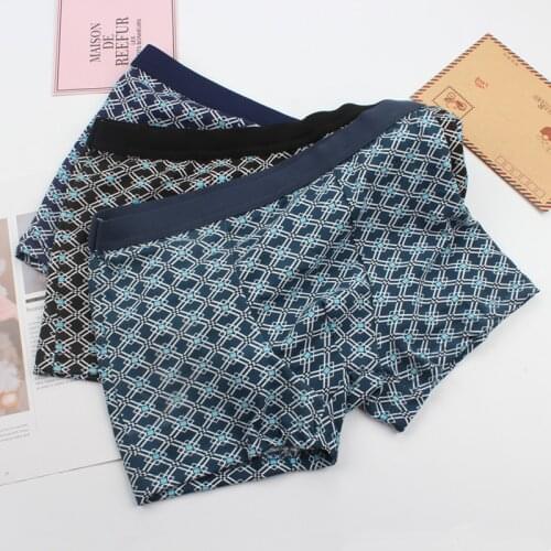 Modal Underpants Men Square Pattern Printed Underwear Mens Penties Boxershorts Cotton Fashion Boxer Shorts Male 2020 Hot Black