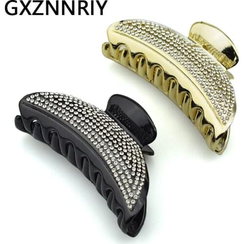 Hair Accessories for Women 8.5cm Black Claw Clips Rhinestone Crab Fashion Femme Gold Hairclip Girls Headwear Gifts Wholesale