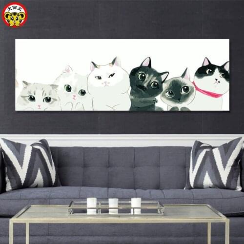 Painting by numbers art paint by number Big picture king DIY cartoon animal funny black and white cat own paint