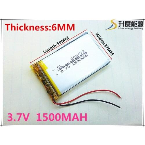 1PCS 603759 3.7V 1500mah Lithium polymer Battery With Protection Board For MP3 MP4 MP5 GPS Glass Digital Product Free Shipping
