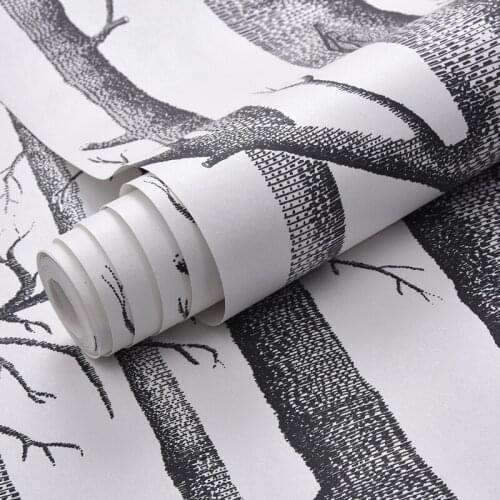 3D Waterproof Modern Simplicity Nordic Style Black White Birch Tree Wallpaper Forest Wood Wallpapers Roll Bedroom Living Room
