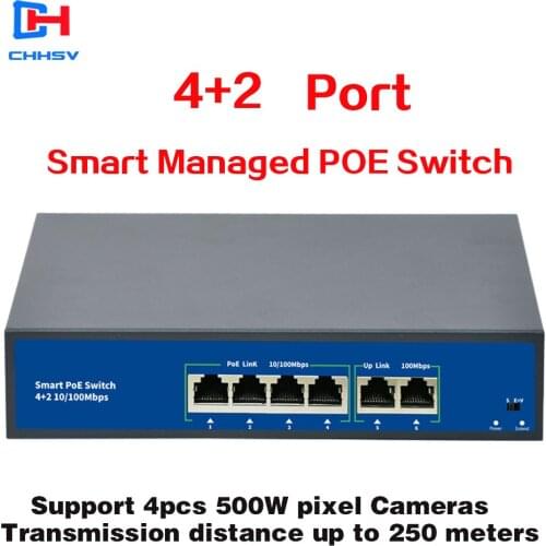 4 Port PoE switch for ip camera with 2 port 100M uplink 1 port SFP PoE Ethernet Switch PoE 52V switch
