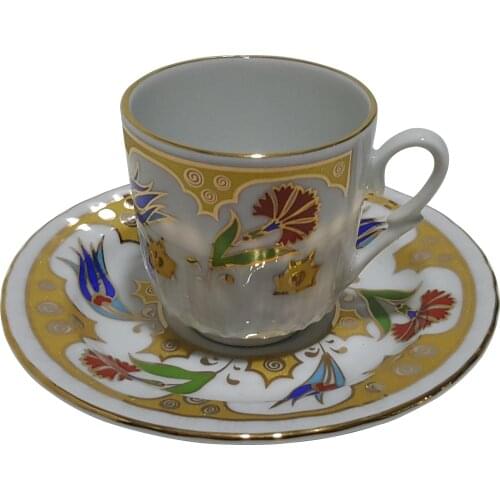 6x2 Gilded Porcelain Coffee Cup and Saucer Set , Coffee Mug, Mug, Coffee Cup Set, Cup, Cups and Saucers, Coffee ware, Table Ware