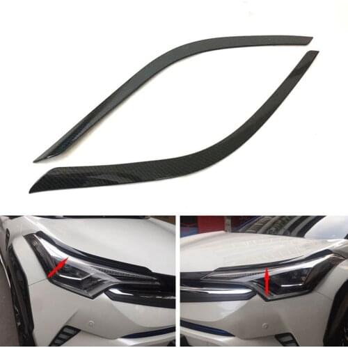 BBQ@FUKA Carbon Fiber Style Car Front Headlight Lamp Moulding Trim Auto Exterior Accessories Fit for TOYOTA CHR C-HR 2016 2017