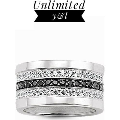 White Black Cubic Zirconia Rings Fashion Jewelry Accessories for Women and Men Eternity Love Gifts