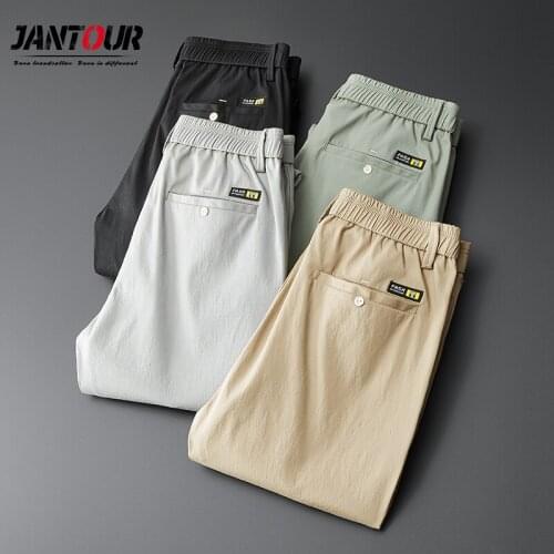 4 Colors Spring Summer Mens Pants Cotton Overalls Slim Type Han Edition Khaki Formal Wear Straight Trousers Mens Pantalones