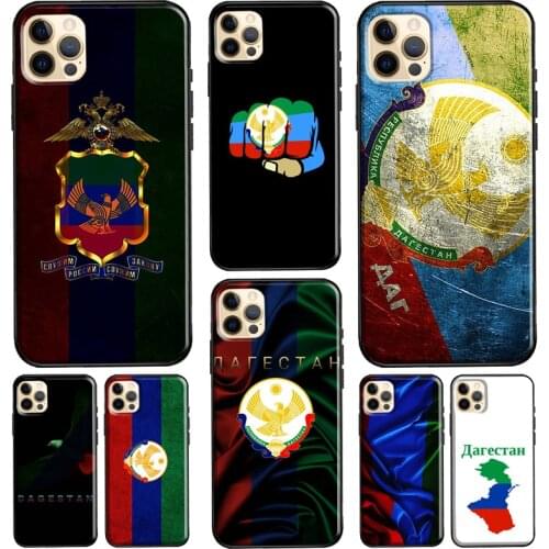 Dagestan Flag Coat Of Arms Silicone Case For iPhone XR X XS Max 5S 6S 7 8 Plus SE 2020 11 12 Pro Max Phone Cover