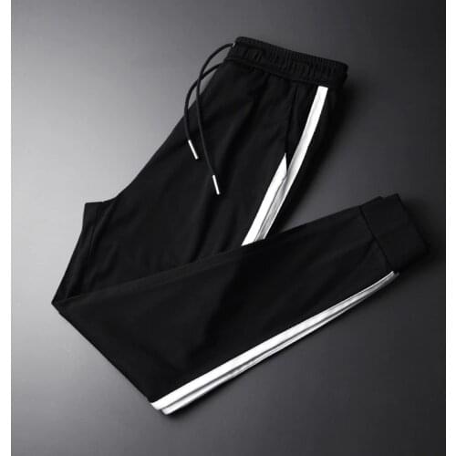 Black Men Luxury Two Sides Withe Purfle Casual Fashion Jogger Pants Plus Size 3XL 4XL Spring Slim Fit Mens Trousers