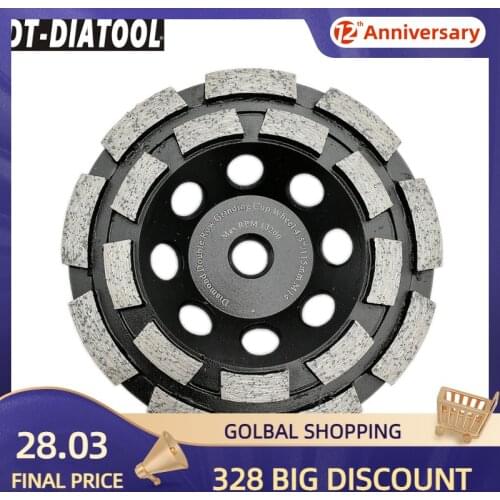 DT-DIATOOL 1pc M14 thread Dia 115mm/4.5inch Diamond Double Row Cup Grinding Wheel For Concrete Hard Stone Mranite Marble