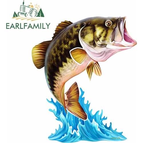 EARLFAMILY 13cm x 10.6cm for Metal Bass Fish Scratch-Proof Car Stickers Campervan Fine Decal Car Assessoires Decoration