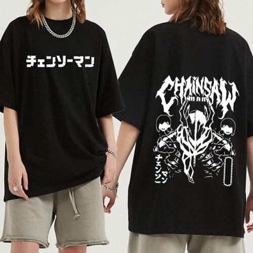 Harajuku Chainsaw Man T Shirt Men Short Sleeve Pure Cotton T-shirt Leisure Anime Manga Aki Hayakawa Tee Tops Streetwear Tshirts