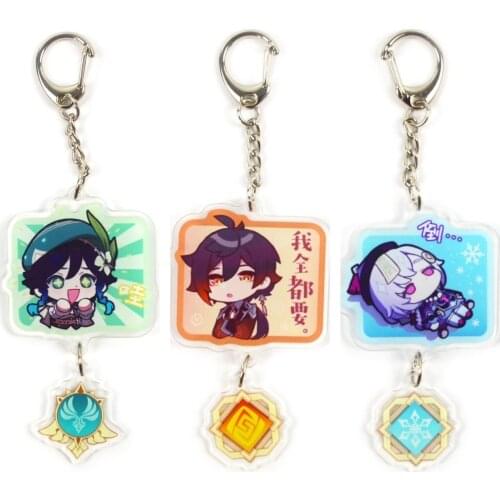 Genshin Impact Acrylic Brand Keychains Charm Kawayi Car Key Chanins Anime Cosplay Pendants
