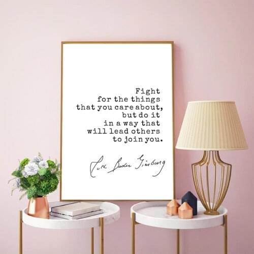 Ruth Bader Ginsburg Quote Art Prints Black White Minimalist Poster Feminist Wall Art Picture Canvas Painting Woman Room Decor