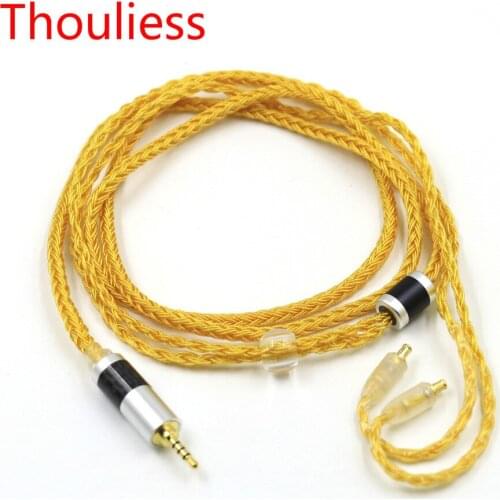 Thouliess UP-OCC Single Crystal Copper Silver Plated 16Cores A2DC Jack Upgrade Cable for CKR100 CKR90 CKS1100 LS50 E70 Earphone