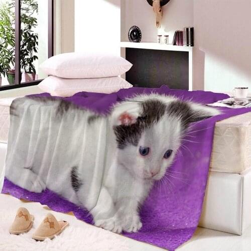 Cat Blanket for Bed Cartoon Fleece Blanket Throw Plush Bedspread Pet Bedding manta Custom Blanket