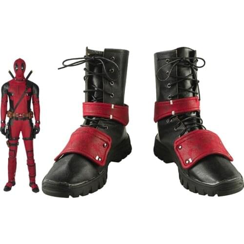 Movie Dead Pool Cosplay Costume Superhero Wade Red Shoes For Men Fancy Halloween Carnival Shoes Accessories