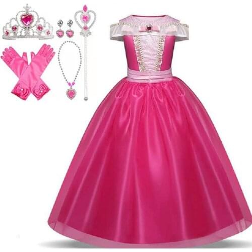 Summer Girl Princess Sleeping Beauty Pink Dress Christmas Party Children Dress