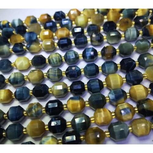 Natural dream tiger eye energy column faceted lantern loose beads sharp spacer perle DIY bracelet necklace semi precious jewelry
