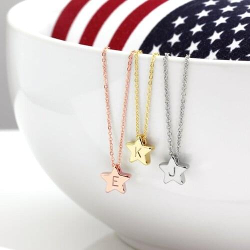 Celestial Star Necklace Star alphabet necklaceBaby Girl stainless steel Necklace Kids Teen ChildrenFourthofJulyBabyGirlNecklace