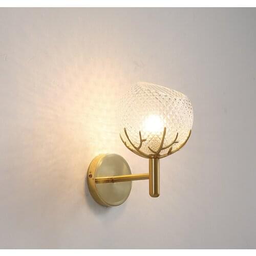 Nordic Round Clear Glass Wall Lamp Bedside Light Living room Bathroom Wall Sconce Surface Mount G9 LED Home Decoration Lighting