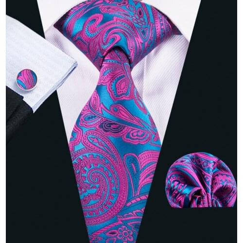 2017 Barry.Wang New Men`s Tie Silk Jacquard Woven Gravata Necktie Hanky Cufflinks Set For Business Wedding Party FA-1622