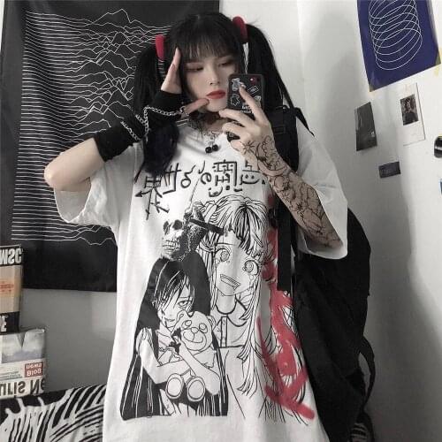 2021 New Women T-shirt Harajuku Music Girl Print T Shirt Summer Tops Oversized T-shirt Gothic Top Tee Female Y2k Punk Clothes