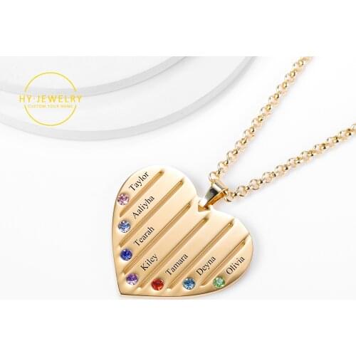 Personalized Birthstone Name Necklace Custom Birthstone Necklaces Engrave Name Necklace Charm Name Jewelry Gift For Women Gift