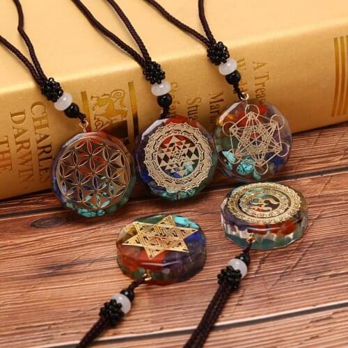 Orgonite Pendant Om Symbol Necklace Chakra Healing Energy Necklace Meditation Jewelry Handmade Professional Dropshipping