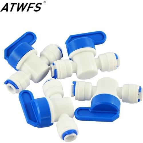 ATWFS 2pcs Equal Straight OD Tube Ball Valve Quick Connect Fitting 1/4-Inch by 1/4-Inch OD Valve Start RO Water System