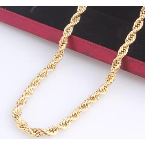 Width 5mm length 60cm gold color Hemp flowers chains 316L Stainless steel Necklace for men women jewelry wholesale