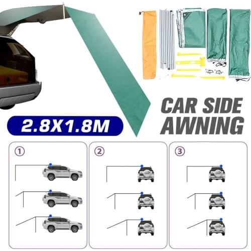 2.8x1.8M Camping Car Sunshade Outdoor Foldable Tent Waterproof Travel Beach Awning Roof Top Tent Anti-UV Car Canopy Sun Shelter