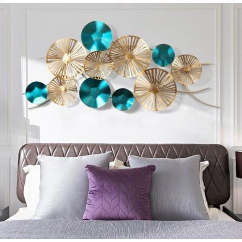 Modern Wrought Iron Lotus Leaf Wall Hanging Decoration Crafts Home Livingroom Wall Mural Ornaments Hotel Porch Wall Sticker Art