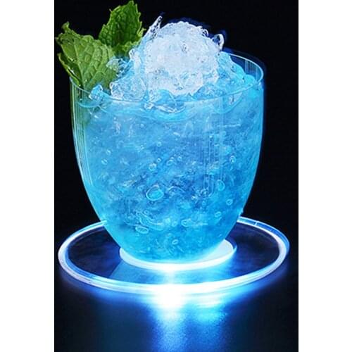 Led Coaster Cup Holder Mug Stand Light Bar Mat Table Placemat Party Drink Glass Creative Pad Round Home Decor Kitchen Tools