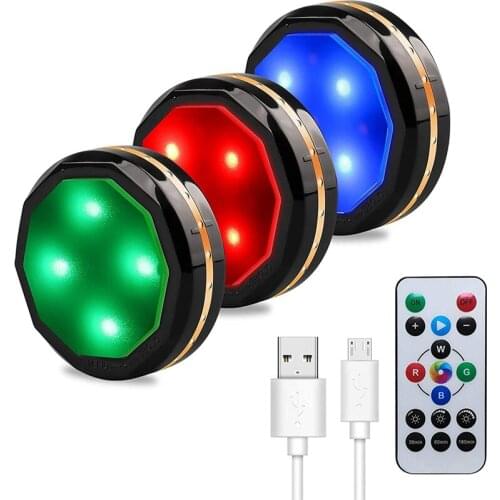 LED Under Cabinet Lighting,Rechargeable Wireless Puck Lights Closet Light with Remote, for Counter Bookshelf (3 Pack)