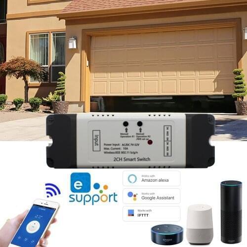 7V-32V in the Garage EWelink Universal WiFi Smart Garage Door Opener Controller Alexa Compatible Remote Control for Gate