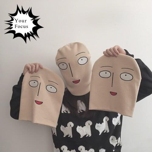 Japanese Anime Cosplay One Punch Man Hat Saitama Cosplay Shaven Head Style Winter Warm Wool Cap Halloween Hats and Caps Hot Sale