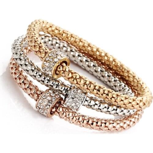 Simple fashion jewelry flower micro-set bead popcorn three-color bracelet bangle for women jewelry hot sale party punk jewelry