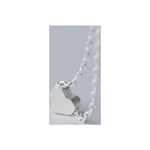 Real 925 Sterling Silver Cute Frost Heart Choker Necklace Personality Fine Jewelry For Women Wedding Party Accessories