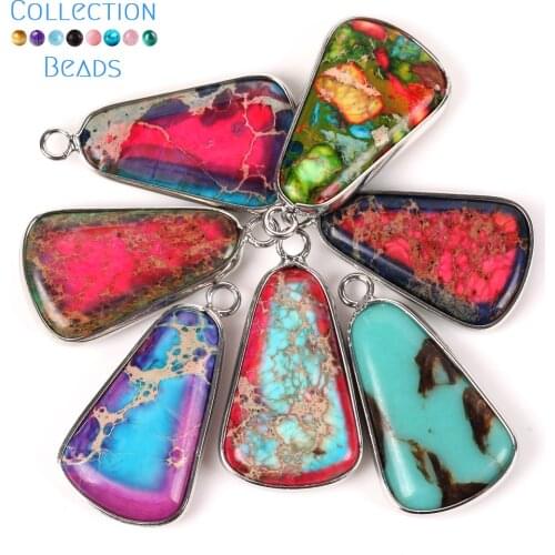 1/3pcs Natural Stone SeaSediment Jaspers Long Trapezoid Pendants Necklaces Fashion Charms Jewelry Accessories 30x16mm